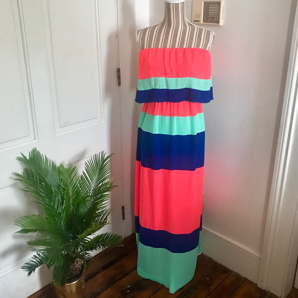 Karlie Strapless Striped Maxi Dress